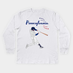 Pennsylvania USA Baseball | America's Sports Cities Kids Long Sleeve T-Shirt